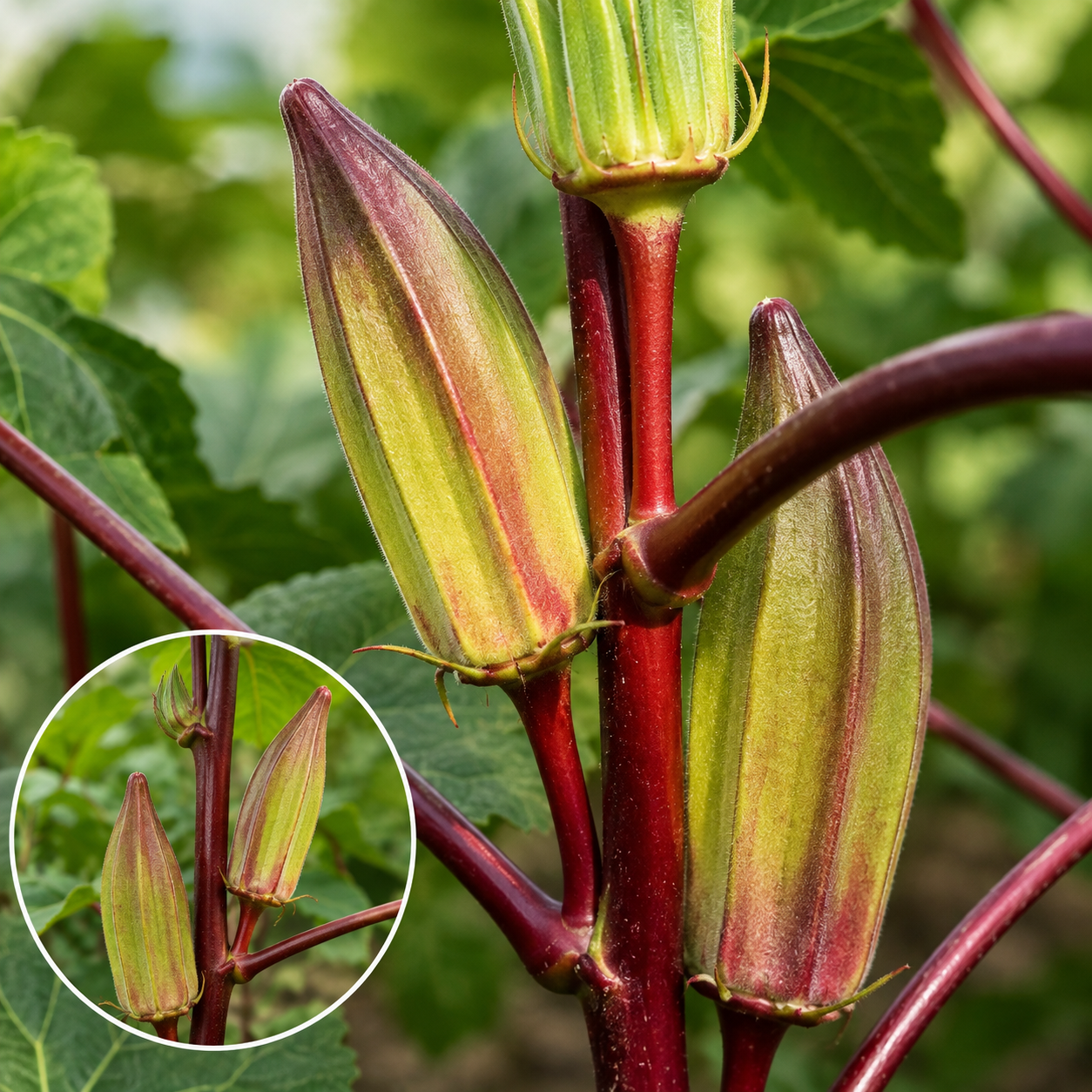 இரு நிற பருமன் வெண்டை ( Double Colour okra)